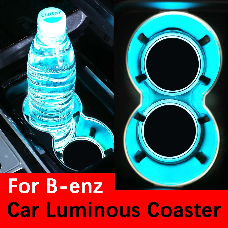 

2X Led Car Logo Cup lights Luminous Coaster Drinks Holders For Mercedes benz W203 W204 W205 W210 W221 W212 W213 AMG Accessories