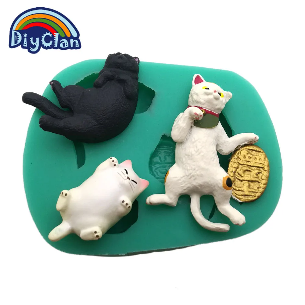 3 Cats Style Silicone Mold For Cake Decorating Animal Fondant Cupcake Mold Chocolate Polymer Clay Mould Resin Tools F0681XM silicone mold