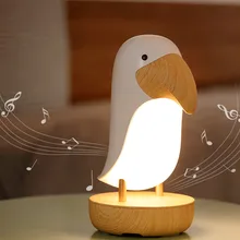 

New Wooden Bird Night Light with Bluetooth Speaker USB Rechargeable LED Table Lamp Bedroom Decorative Night Lamp Girlfriend Gift
