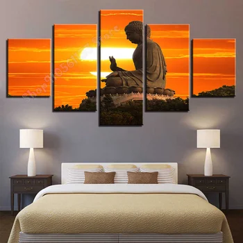 

5D DIY five pieces, diamond cross embroidery, full square, round diamonds, Buddha, art decorative living room Mosaic GG324