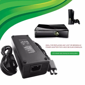 

AC 100-240V Adapter Power Supply Charger Cable for X-BOX 360 Slim Ideal Replacement Charger With LED Indicator Light EU Plug