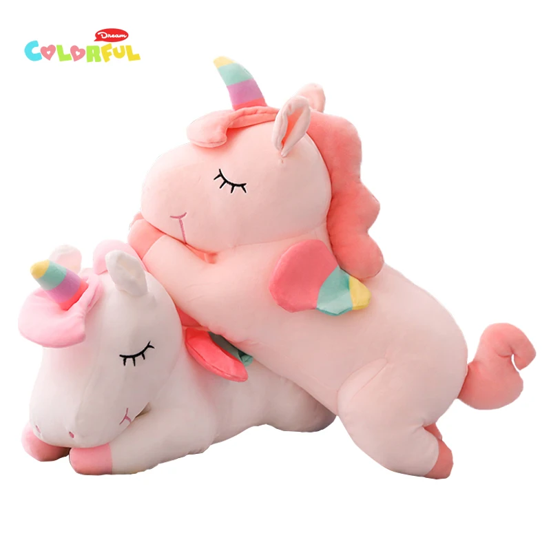 Kawaii Единорог плюшевая игрушка мягкая чучело плюшевая Единорог лошадка с куклой диван спальная подушка подарки на день рождения для детей 20-100 см