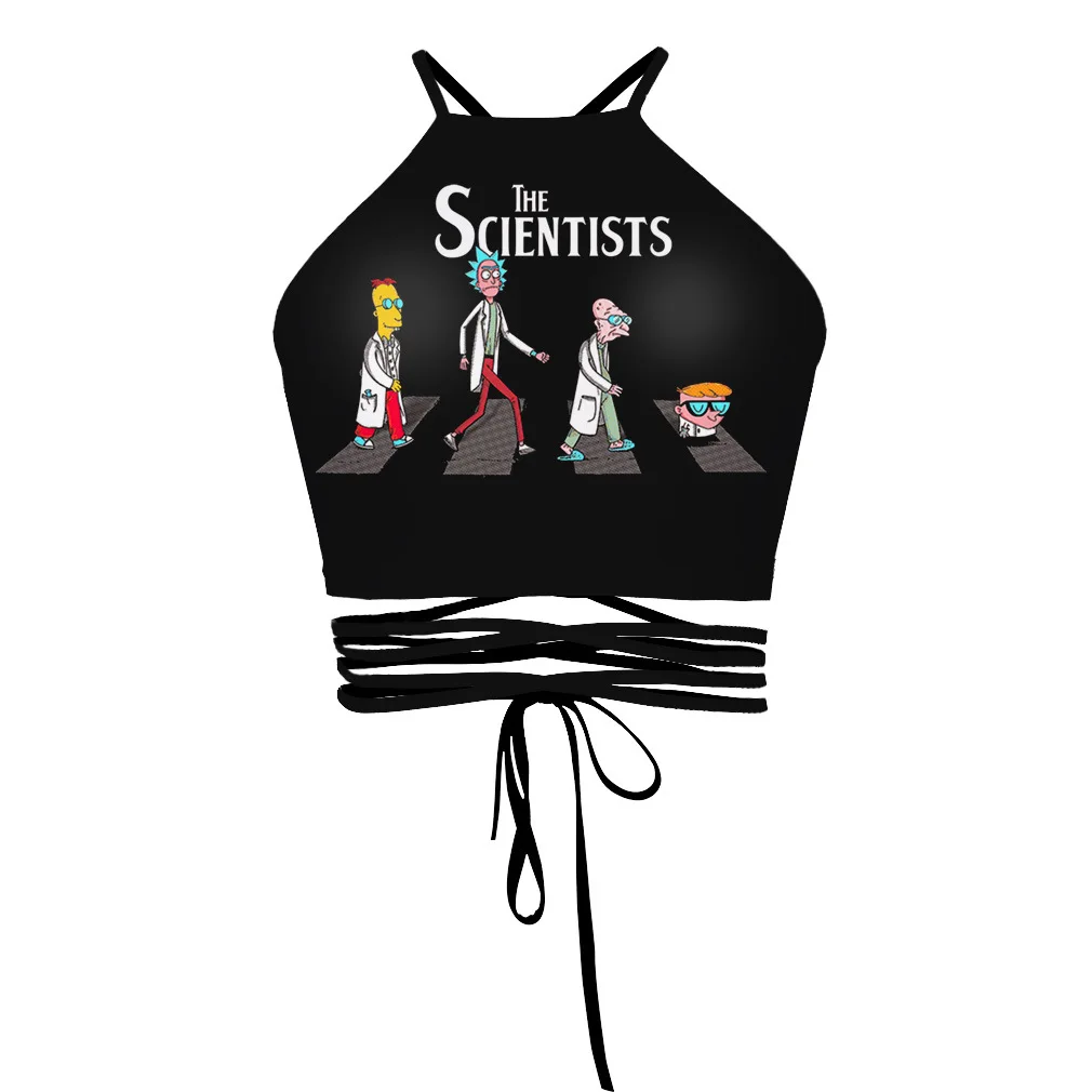 New Summer Sexy Cartoon Naruto Printed Girl Vest Tanks Slim Fitness Cross Bandage Women Camis Crop Tops Streetwear