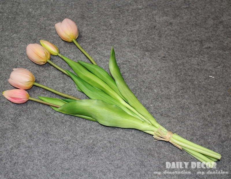 pink tulips 6 букеты!, высокое моделирование, настоящее прикосновение, 5 головок, мягкий пластиковый букет тюльпанов, свадебный букет, искусственный цветок тюльпана - Цвет: pink tulips