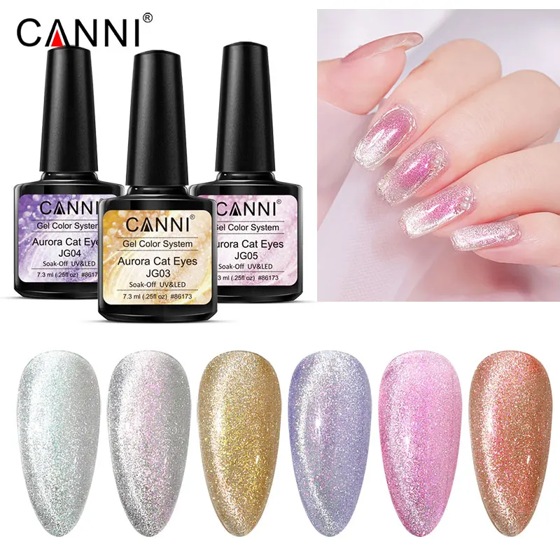 CANNI New Arrivals 6 Colors Aurora Cat Eyes Gel Color System JG01-JG06 High-quality Long Lasting UV/LED Soak-Off Nail Arts Gel 3