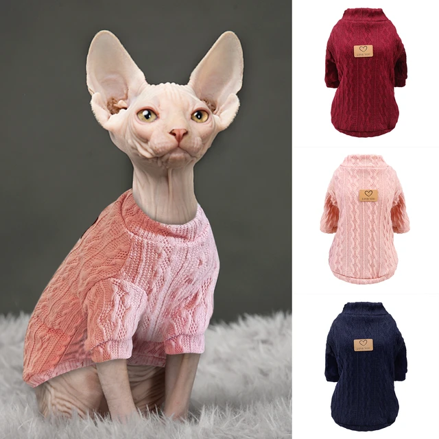 Winter Warm Sphynx Cat Clothes Puppy Kitten Knitted Sweater Hoodies For  Sphinx Small Dog Cats Clothing Chihuahua Pug Costumes - AliExpress