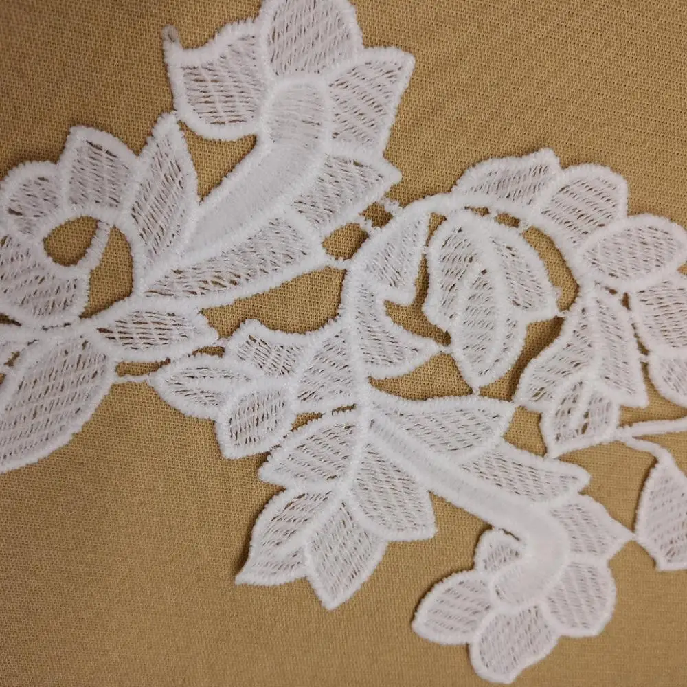 1 пара Кружевная аппликация длинный вырез воротник Аппликации вышивка кружевная