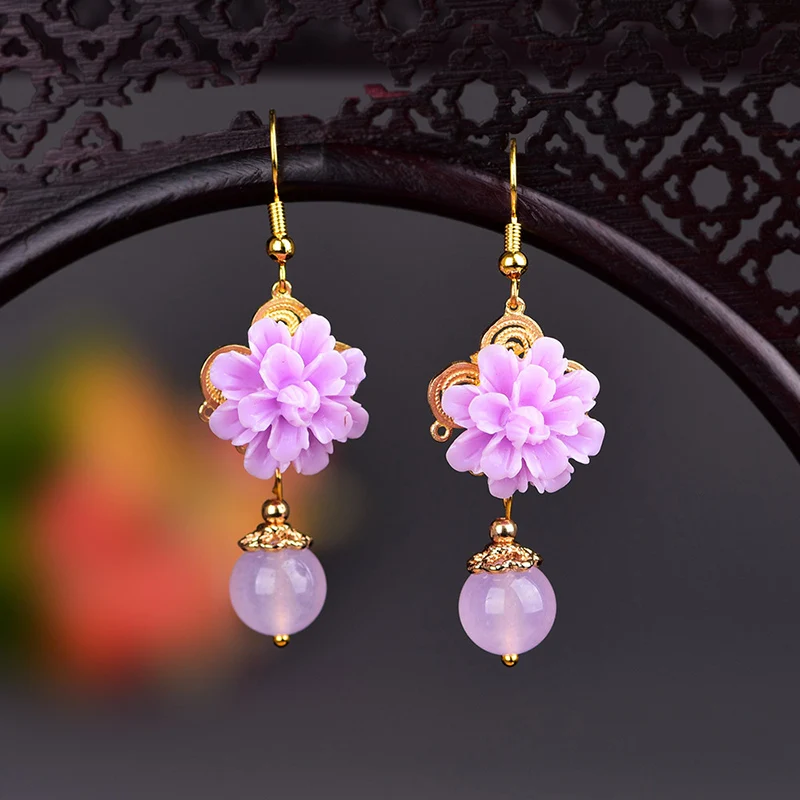 Chinese Ethnic Drop Earrings For Women Handmade Dangle Earrings