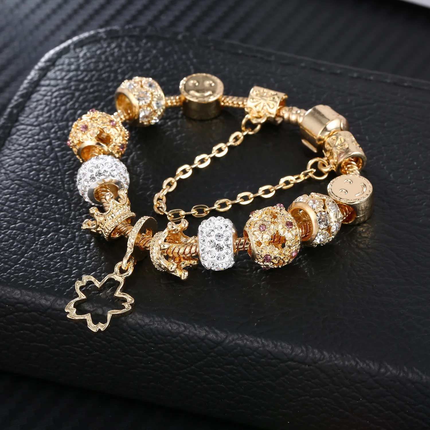 Романтические браслеты на цепочке с кристаллами для женщин, женские браслеты с цветами и шармами, сделай сам, Золотое ювелирное изделие