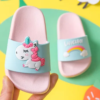 

Children Unicorn Slippers Girls Bathroom Indoor Shoes Anti-slip Cartoon Shoes Summer 2020 Unicorn Slippers for Boys Girls Beach