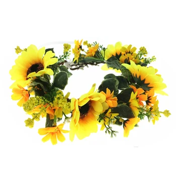

Wholesale Daisy Flower Headwear Women Hair Accessories Sun Flower Wreath Crown Headband Hat Decoration Adjustable Floral Garland