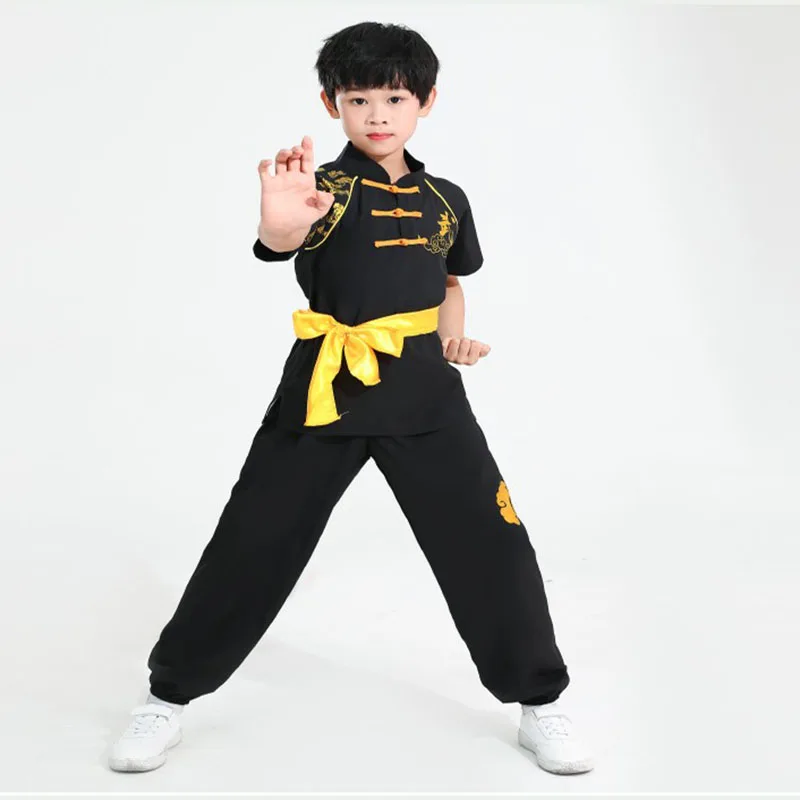 Boy Girl Chinese Traditional Wushu Kung Fu Clothing Set Kids Stage