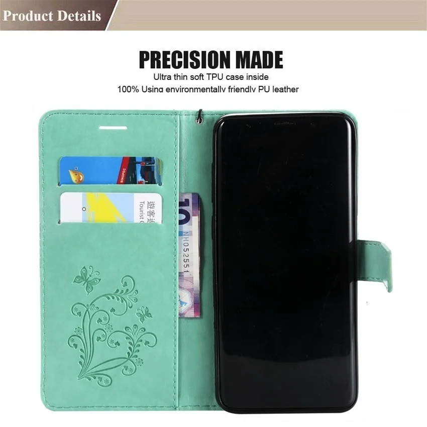 Butterfly Leather Wallet Case For RedMi Note 8 Pro 4X 4A 5A 6 7 8A GO S2 Flip Cover For XiaoMi Mi A1 A2 A3 Mi8 Lite Mi9 F1 Cases cases for xiaomi blue