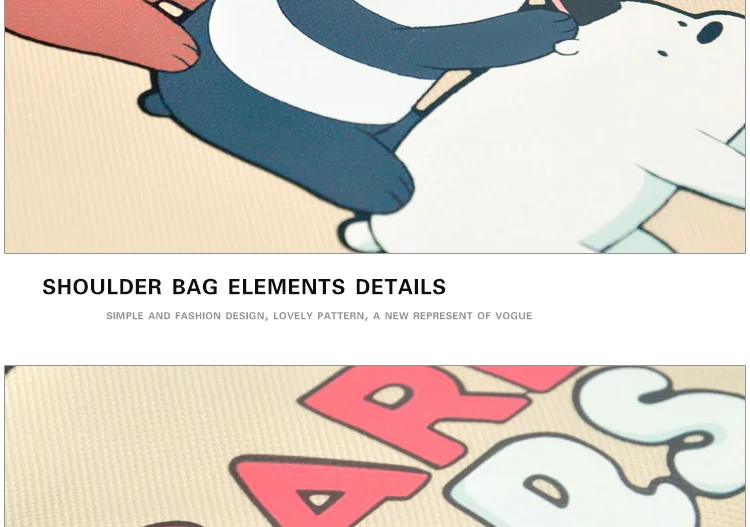 We Bare Bears Shoulder Bag Bear Three Cute Comic Bag Satchel Russian Cartoon Gift Present Crossbody Aslant (10)