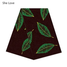 She Love 3 ярдов/партия черный цвет лист настоящая восковая ткань хлопок Африканский принт ткань для свадебного платья Diy ремесла