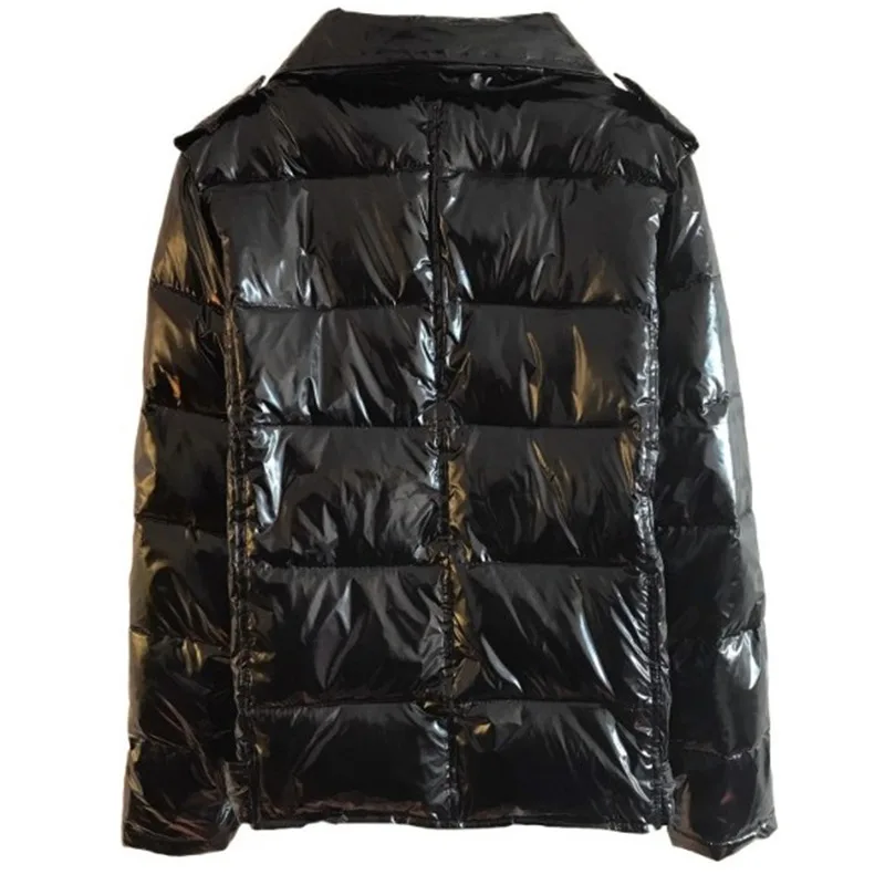 Женские зимние пальто в стиле хип-хоп зимние куртки для женщин теплая блестящая черная верхняя одежда лакированные пуховики женские MY121