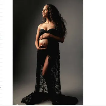 

Pregnancy Dresses Maternity Photography Props Clothes For Pregnant Women Shoulderless Tailed Maternity Dresses For Photo Shoot