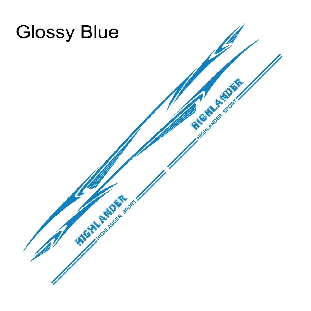 Для Toyota Highlander, наклейки для украшения боковой двери автомобиля, виниловые автомобильные наклейки в полоску, наклейки на юбку, наклейки на тело, графические аксессуары - Название цвета: Glossy Blue