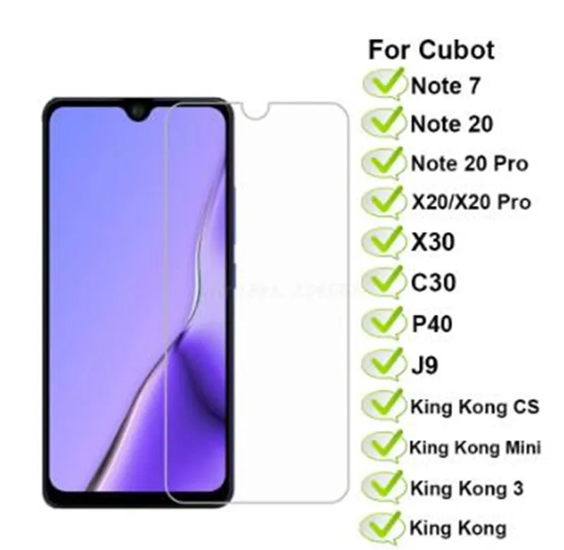 Закаленное защитное стекло для Cubot Note 20 Pro X30 X20Pro P40 J9 C20 King Kong 3 Mini CS Quest Pelicula |