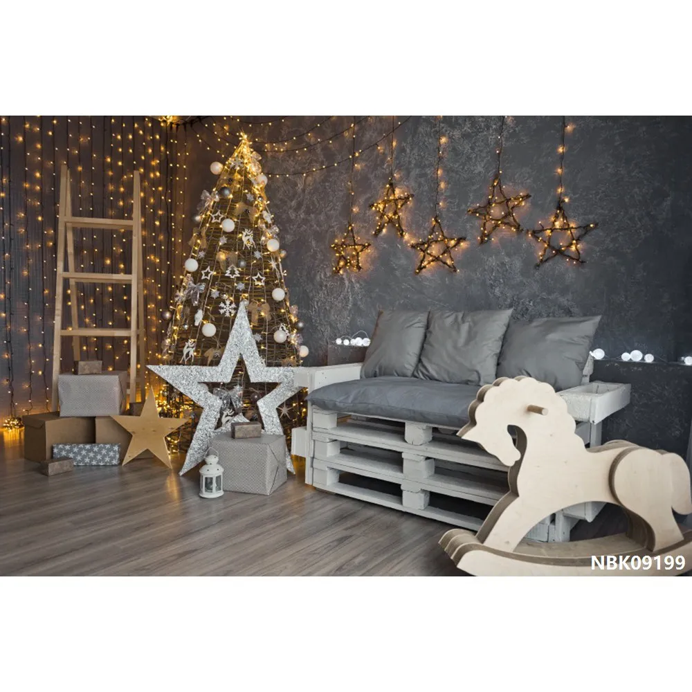 Laeacco Winter Light Lamp Bed Christmas Pillow Baby Photography Backgrounds Customized Photographic Backdrop For Photo Studio - Цвет: NBK09199