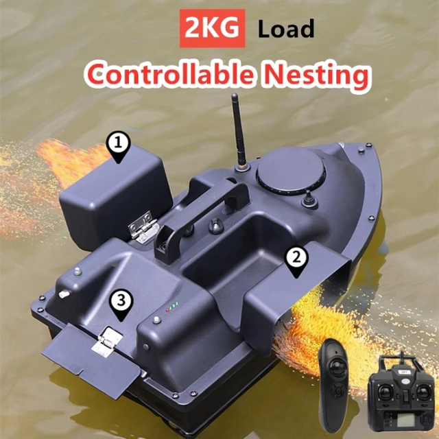 16 GPS Point Intelligent Return 3 Hopper RC Fishing Boat Bait 500M 6H LCD Screen Fish Finder Remote Control GPS RC Bait Boat 6
