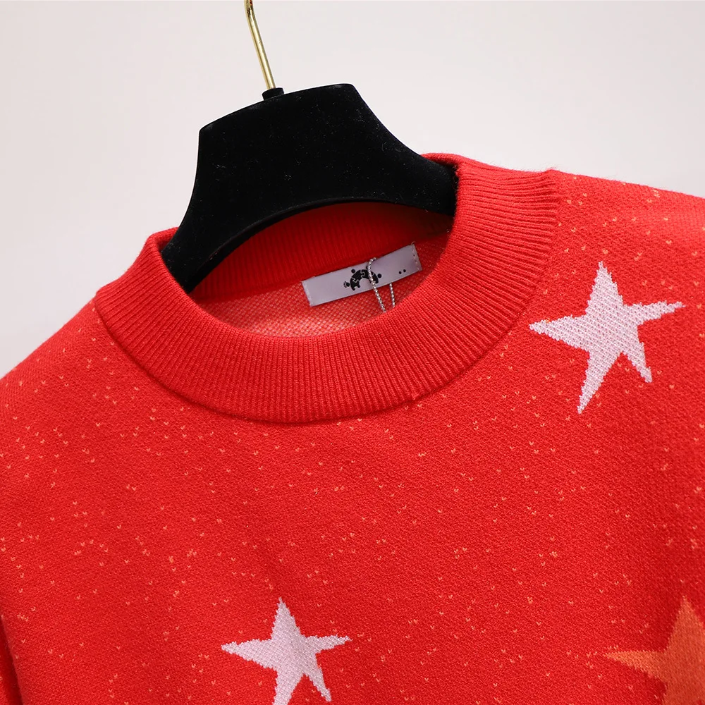 XXL~ 6XL свитер с длинным рукавом и рисунком звезд, новинка, Осень-зима, повседневный вязаный пуловер, плюс размер, женская одежда B668