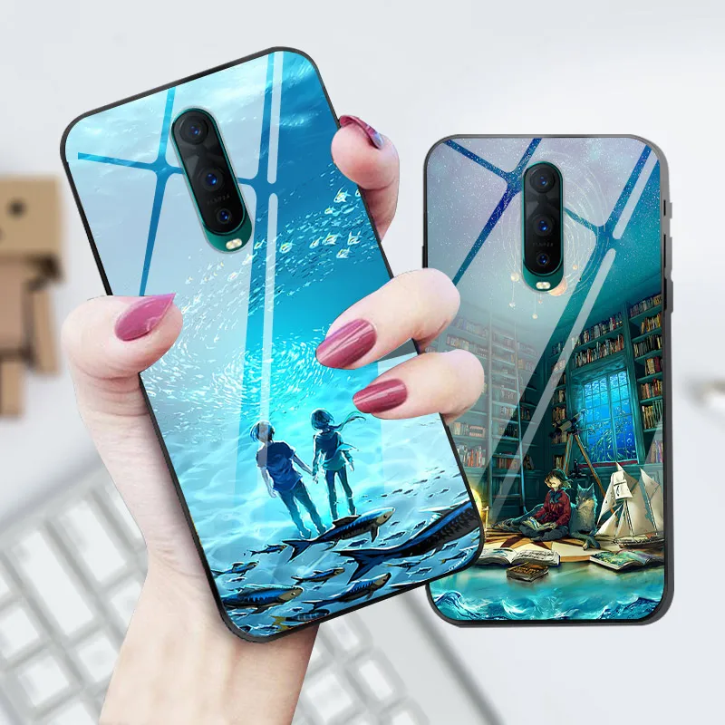 Чехол для OPPO RX17 Pro закаленного стекла чехол с принтом аниме Твердый чехол на заднюю панель телефона для OPPO RX17 Neo чехол RX17Neo RX 17 Pro бампер