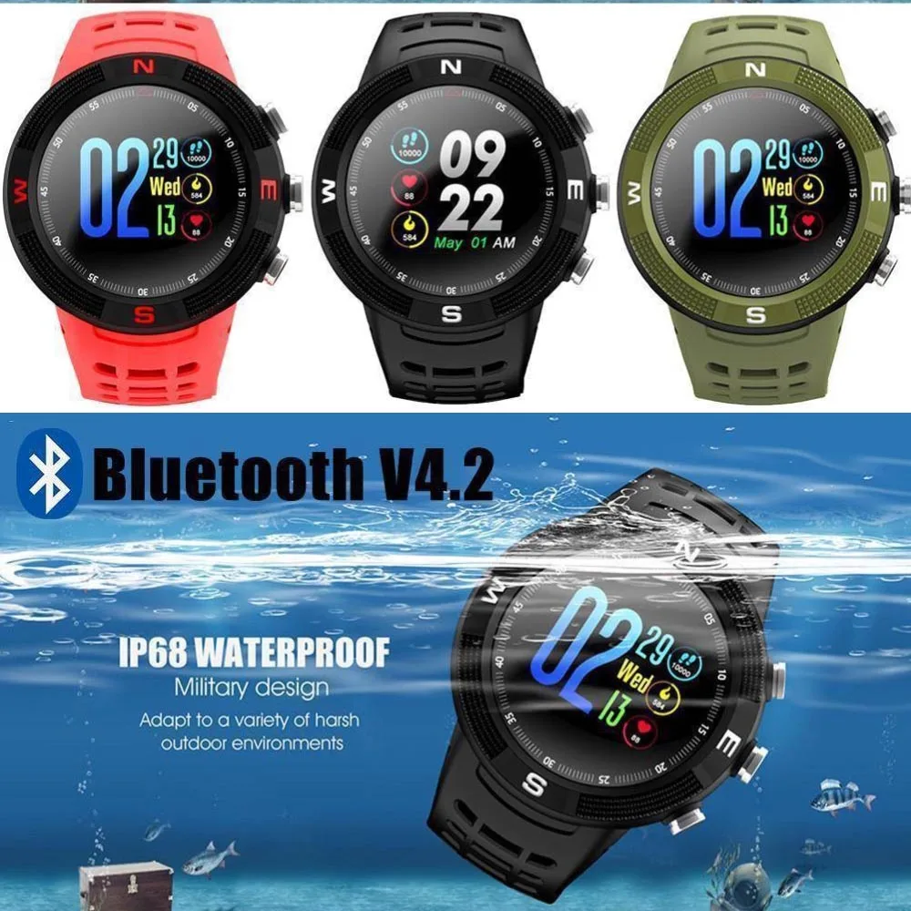 

F18 Color Screen Smart Men's Watch Heart Rate Sleep Monitoring Outdoor GPS Positioning Smart Sports Watch Bluetooth Waterproof