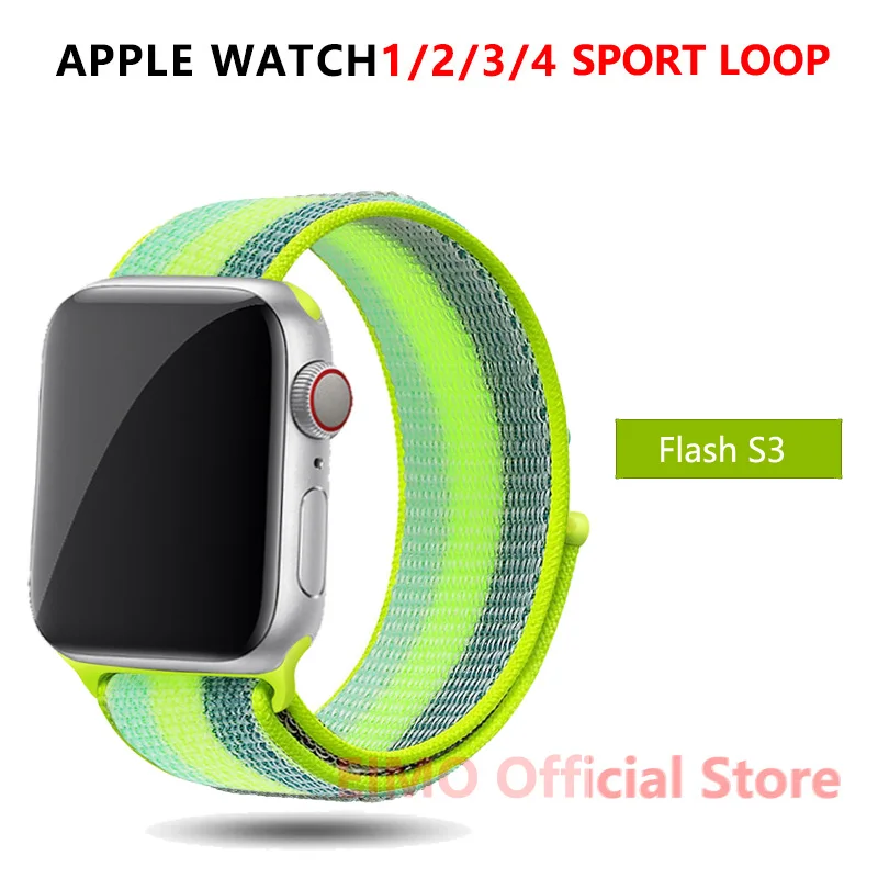 Flash S3 Ремешок apple watch 44mm 42mm 44mm 38mm 40mm нейлоновая спортивная петля iwatch series 5 4 3 2 1 ремешок для часов браслет apple watch band - Цвет ремешка: Flash S3