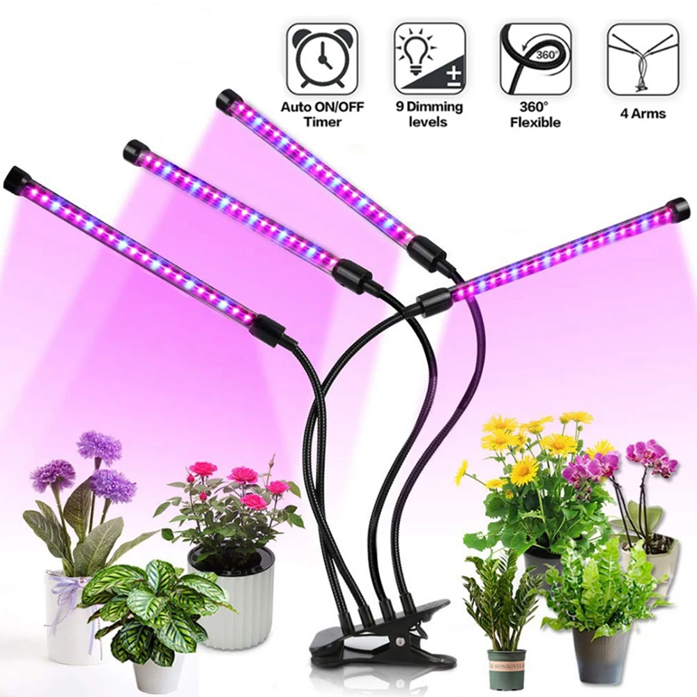 Full Spectrum LED 4 Tube Planting Light Flexible Clip USB Power Desktop Plant Growth Lamp Indoor Plant Growth Light For Flowers 2