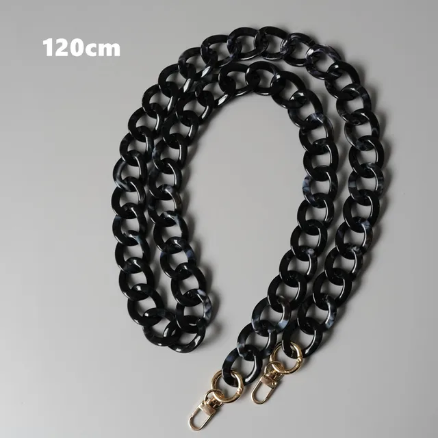 New Fashion Woman Handbag Accessory Parts Cute Chain Black Acrylic Resin Chain Luxury Strap Women Shoulder Clutch Handle Chain Round 120cm