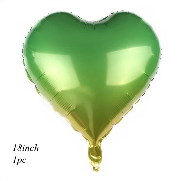 1PC green heart 1 шт. 18/22 дюйма металлические звезды и сердце 4D диско градиент цвета шары для свадьбы и дня рождения вечерние детские Душ Декор реквизит для фотосессии принадлежности - Цвет: 1PC green heart