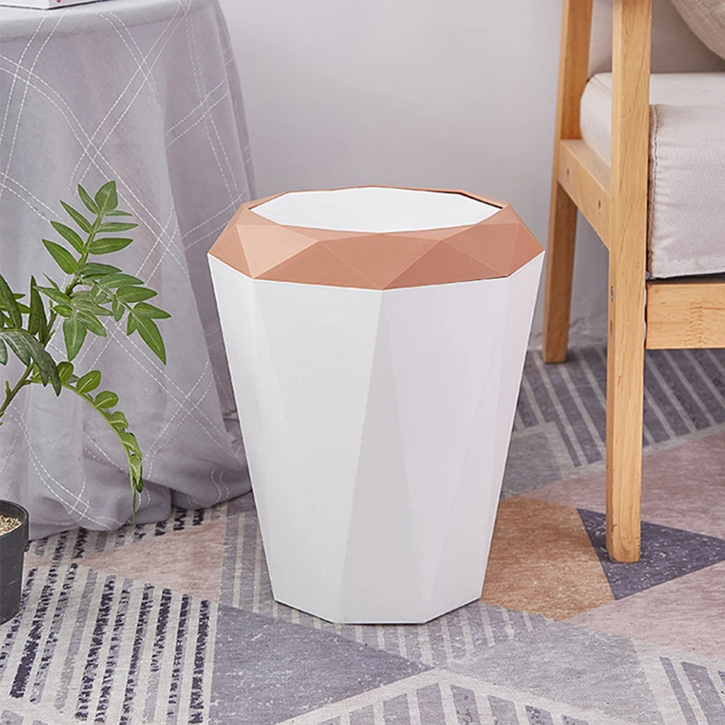 Modern Simple Home Rubbish Bin Trash Can Plastic Waste Rubbish Garbage Bin Wastebasket Trash Can Office Living Room