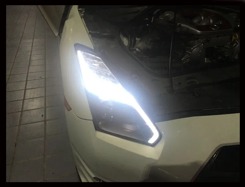 Автомобильный Стайлинг фара для Nissan GT-R фары 2009- GTR светодиодный фары DRL Ангел глаз Hid Биксеноновые автомобильные аксессуары