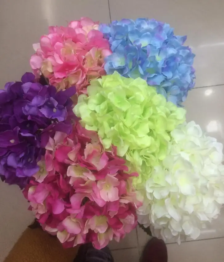 Artificial Hydrangea Flower 80cm/31.5" Fake Silk Single Hydrangeas 6 Colors for Wedding Centerpieces Home Party Decorative Flowe
