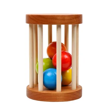 

Handmade Hand Teething Wooden Ring Montessori Educational Toy Cherry Wood Baby Rattle Orangic Baby Toys Wooden Rattl