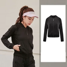 Плюс размер женский фитнес-топ черный тонкий крой рубашки спортивная йога длинный рукав Йога Топ с молнией Женский тренажерный зал топы пальто спортивная одежда