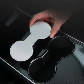 

Aluminum Alloy Car Console Wrap Mat Non-Slip Center Protective Cup Holder Pad Water Coaster For Tesla model 3 Accessories