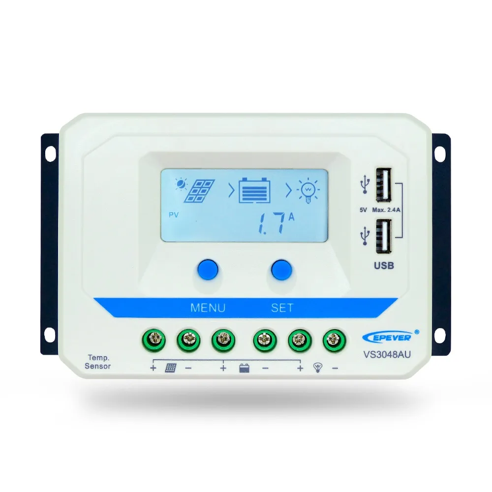 EPever 12 В 24 36 48 Авто 3048AU 4548AU 6048AU 30A 45A 60A двойной USB зарядка порты с интеллектуальной функцией ШИМ умный дом Пульты ДУ для игровых приставок