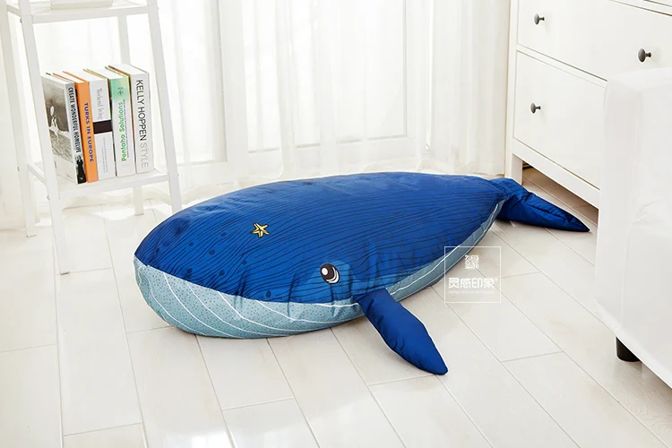 Cartoon Blue Whale Bean Bag Washable Lazy Sofa Creative Baby Lives in Single Kindergarten Tatami Children Sofa Chair Pillow