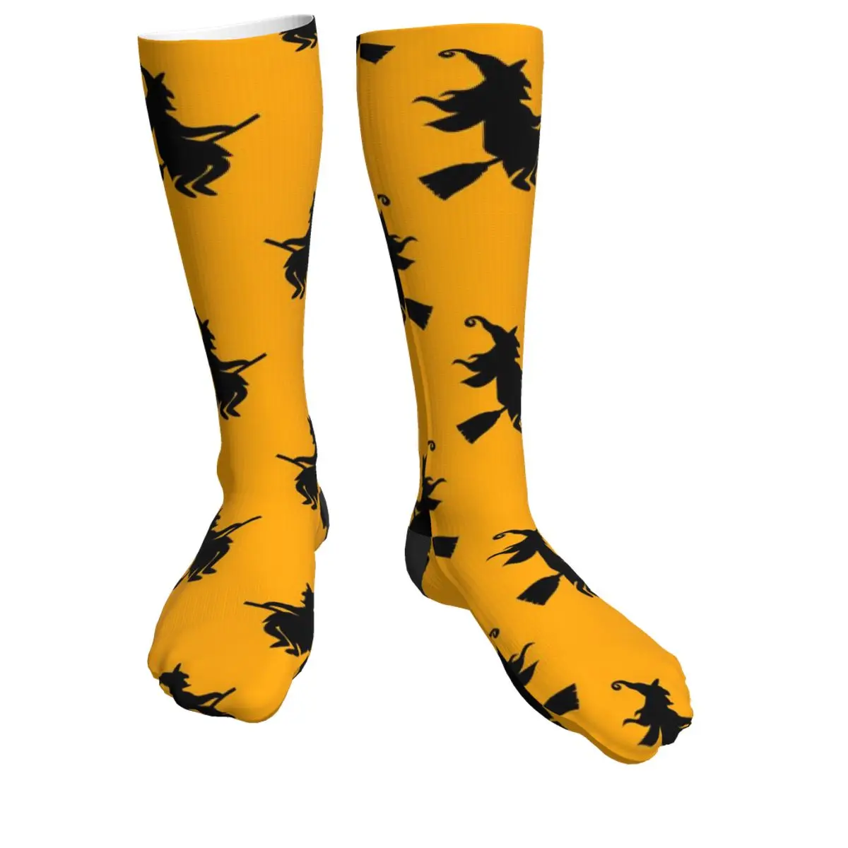 

NOISYDESIGNS New Socks Fashion Witch Girl Printing Long Casual Knee High Yellow Sock Girls Women Female Long Knee Cute Sock