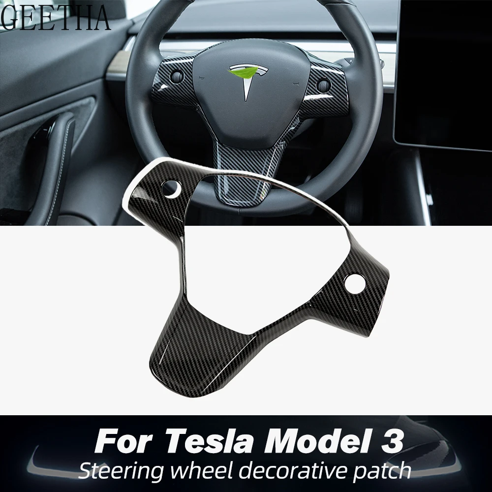 Автомобильный декоративная заплатка на руль Tesla Model 3 Y 2021 аксессуары из