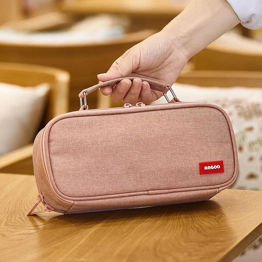 Large Pencil Case Double Zipper Pencil Case Pouch Organizer with Mesh Pocket