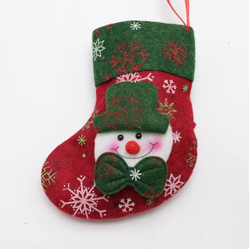 Милые маленькие рождественские чулки, Рождественские Носки с рисунком Санта-Клауса, снеговика, лося, медведя, Подарочная сумка для детей, украшения на рождественскую елку