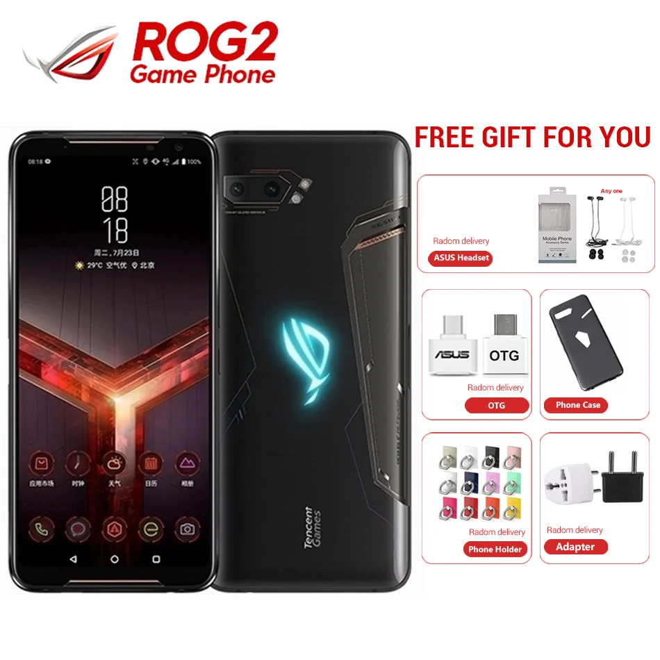 Asus ROG Phone 2 с глобальной прошивкой, игровой телефон ROG Phone II ZS660KL, 6,59 дюймов, 8 ГБ ОЗУ, 128 Гб ПЗУ, мобильный телефон Snapdragon 855+ 6000 мАч