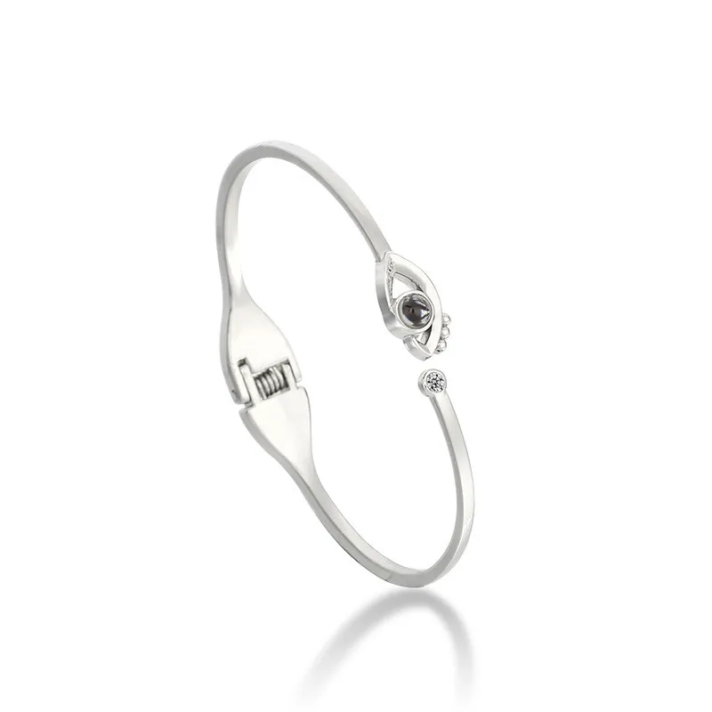 eye bracelet silver Очаровательные подарки на день Святого Валентина, 100 языков, браслет с надписью I Love You Memory для женщин, розовое золото, римские цифры, свадебные браслеты, ювелирные изделия - Окраска металла: eye bracelet silver