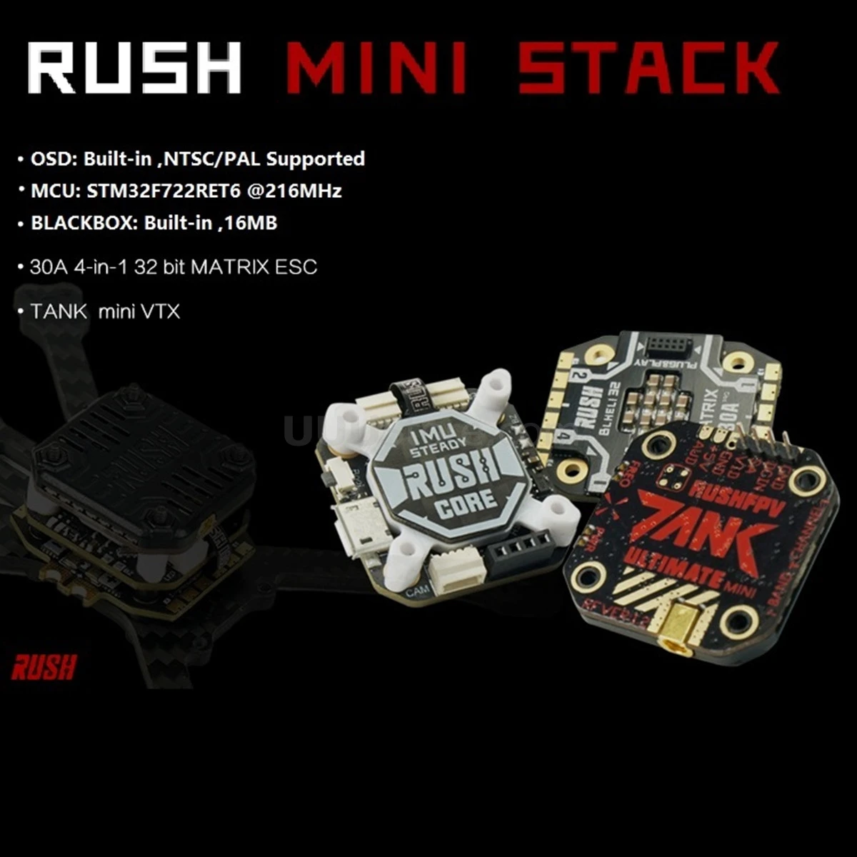 2020 New RUSH FPV TANK Stack RUSH CORE F7 & MATRIX 32bit 30A ESC VTX 25-800MW FPV Combo Multi Rotor Parts For FPV Racing