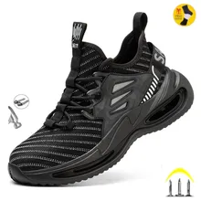 

Plus Size 35-50 Men Women Safety Shoes Steel Toe Indestructible Work Sneakers Anti-Puncture Security Boots Male Footwear
