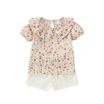 

2PCS WLG Girls Outfits Kids Summer Floral Short Sleeve Shirt and Short Set Baby Girl Cute Clothes for 1-5 Years
