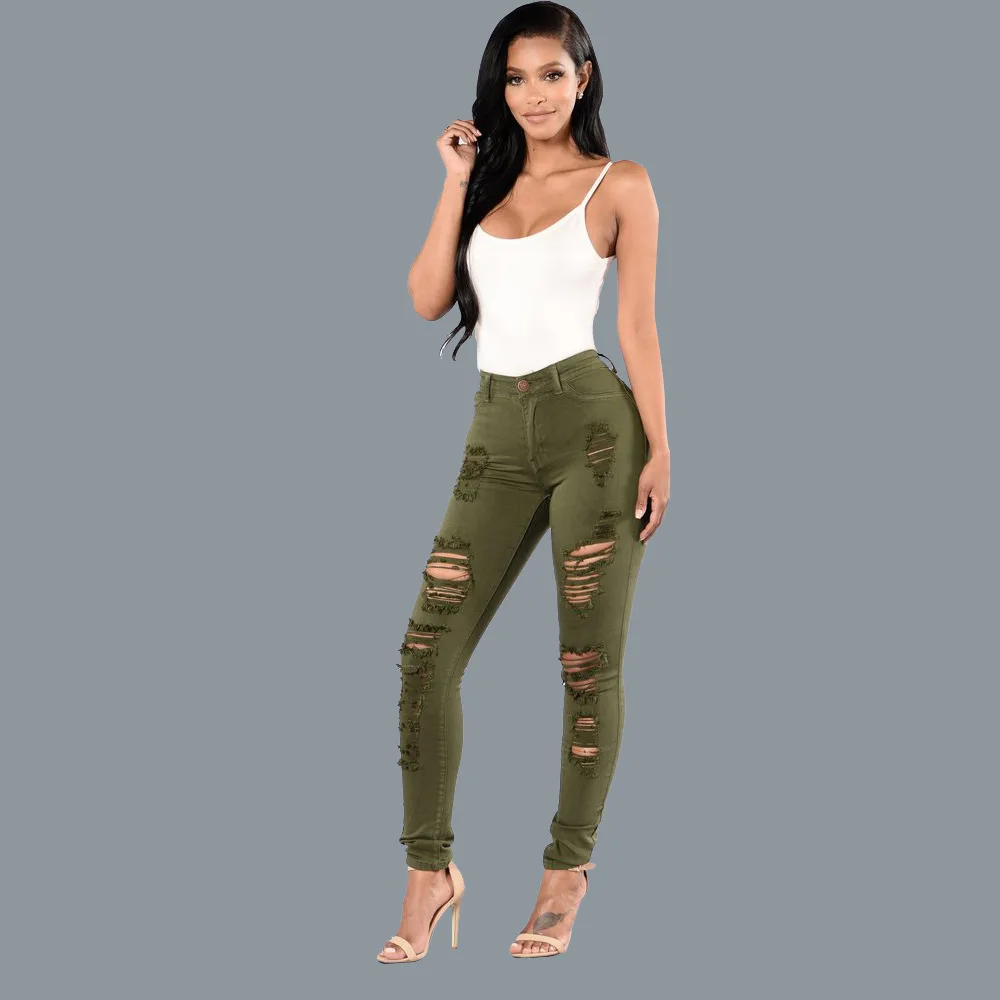 b Plus Size Ripped Jeans for Women Clothing Sexy High Waist Skinny Push Up Denim Distressed Trousers Slim Femme Free Shiping - Цвет: b